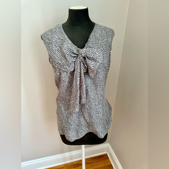 LOFT Ann Taylor tan white dotted pullover ladies tank top blouse size small EUC - Picture 3 of 9